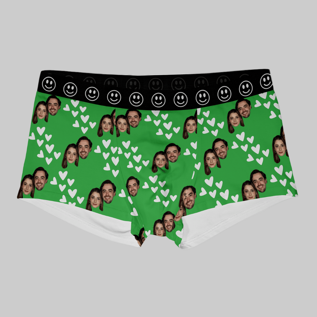 Hearts | Custom Personalized Face Photo Boxer Underwear for Men | Gift for Men, Husband, Him, Boyfriend