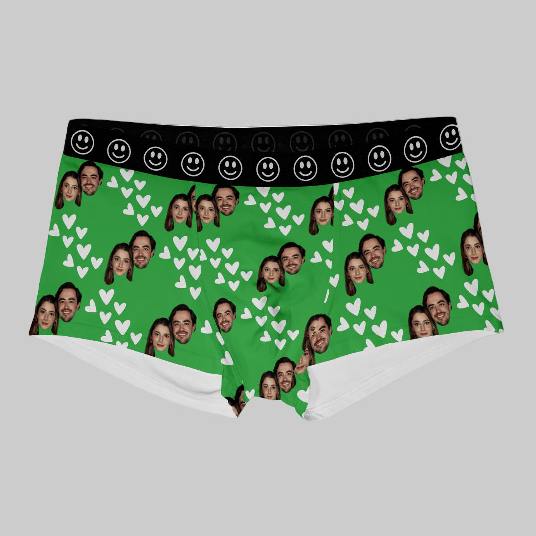 Hearts | Custom Personalized Face Photo Boxer Underwear for Men | Gift for Men, Husband, Him, Boyfriend