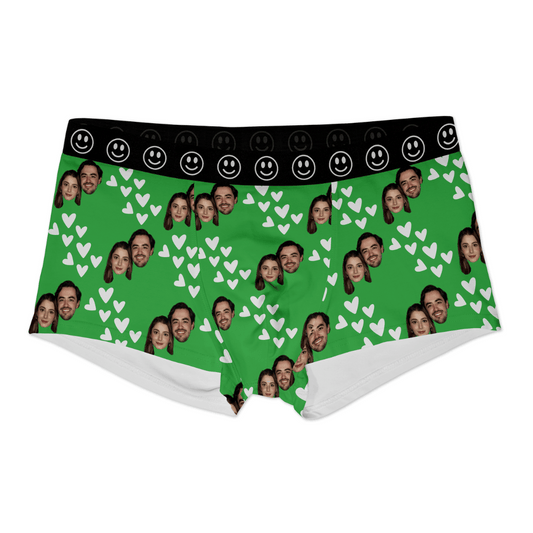 Hearts | Custom Personalized Face Photo Boxer Underwear for Men | Gift for Men, Husband, Him, Boyfriend