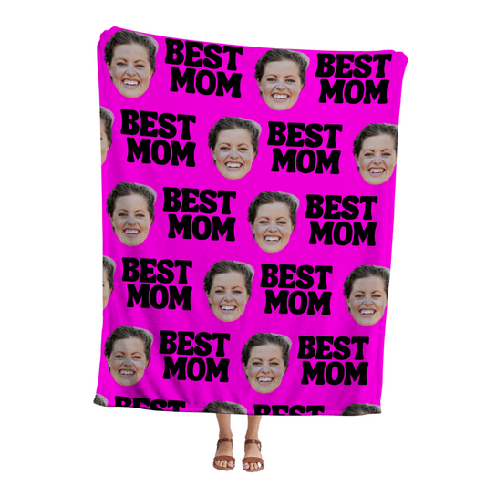 BEST MOM | Custom Personalized Face Photo Blanket for Youth, Men, and Women | Unique Gift for Teens, Friends, Women, Siblings, Boyfriends, Everyone