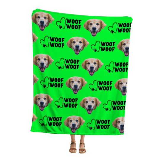 WOOF WOOF | Custom Personalized Face Photo Blanket for Youth, Men, and Women | Unique Gift for Teens, Friends, Women, Siblings, Boyfriends, Everyone