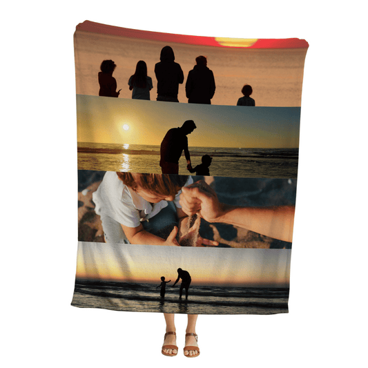 Collage Four Photos | Custom Personalized Face Photo Blanket for Youth, Men, and Women | Unique Gift for Teens, Friends, Women, Siblings, Boyfriends, Everyone