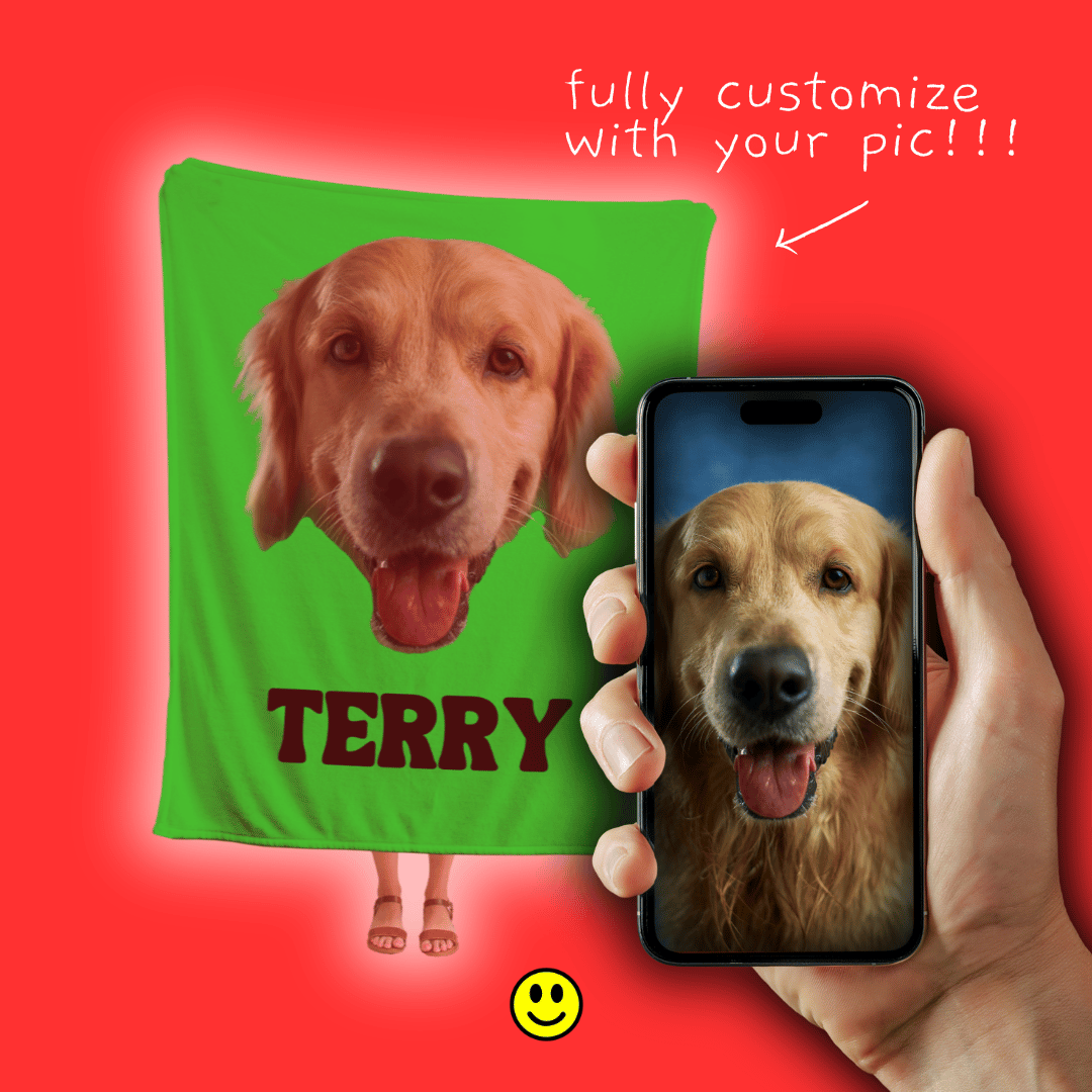 Pet with Name | Custom Personalized Face Photo Blanket for Youth, Men, and Women | Unique Gift for Teens, Friends, Women, Siblings, Boyfriends, Everyone