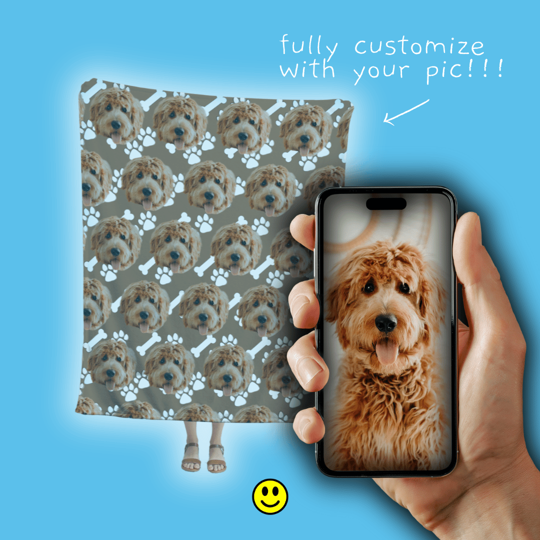 Bone and Paw | Custom Personalized Face Photo Blanket for Youth, Men, and Women | Unique Gift for Teens, Friends, Women, Siblings, Boyfriends, Everyone