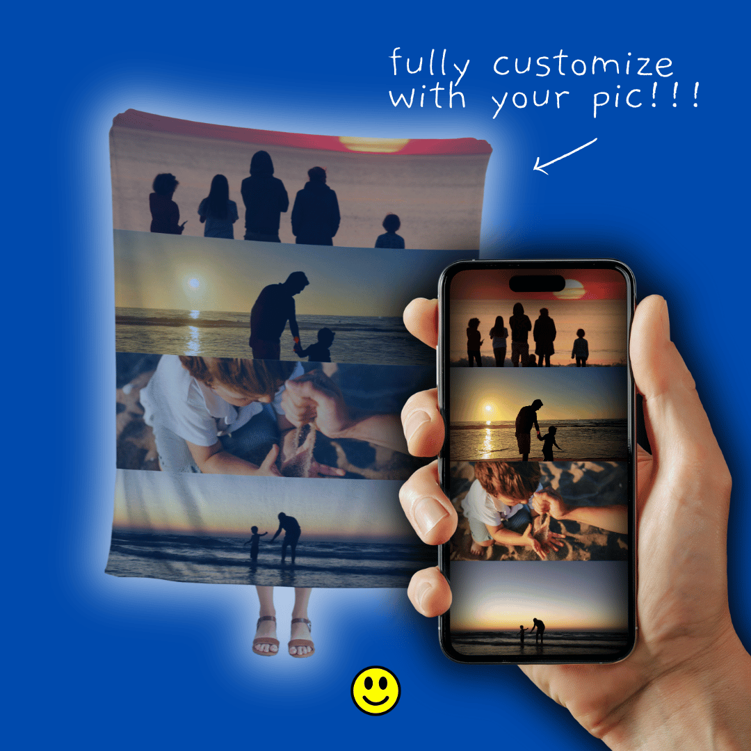 Collage Four Photos | Custom Personalized Face Photo Blanket for Youth, Men, and Women | Unique Gift for Teens, Friends, Women, Siblings, Boyfriends, Everyone