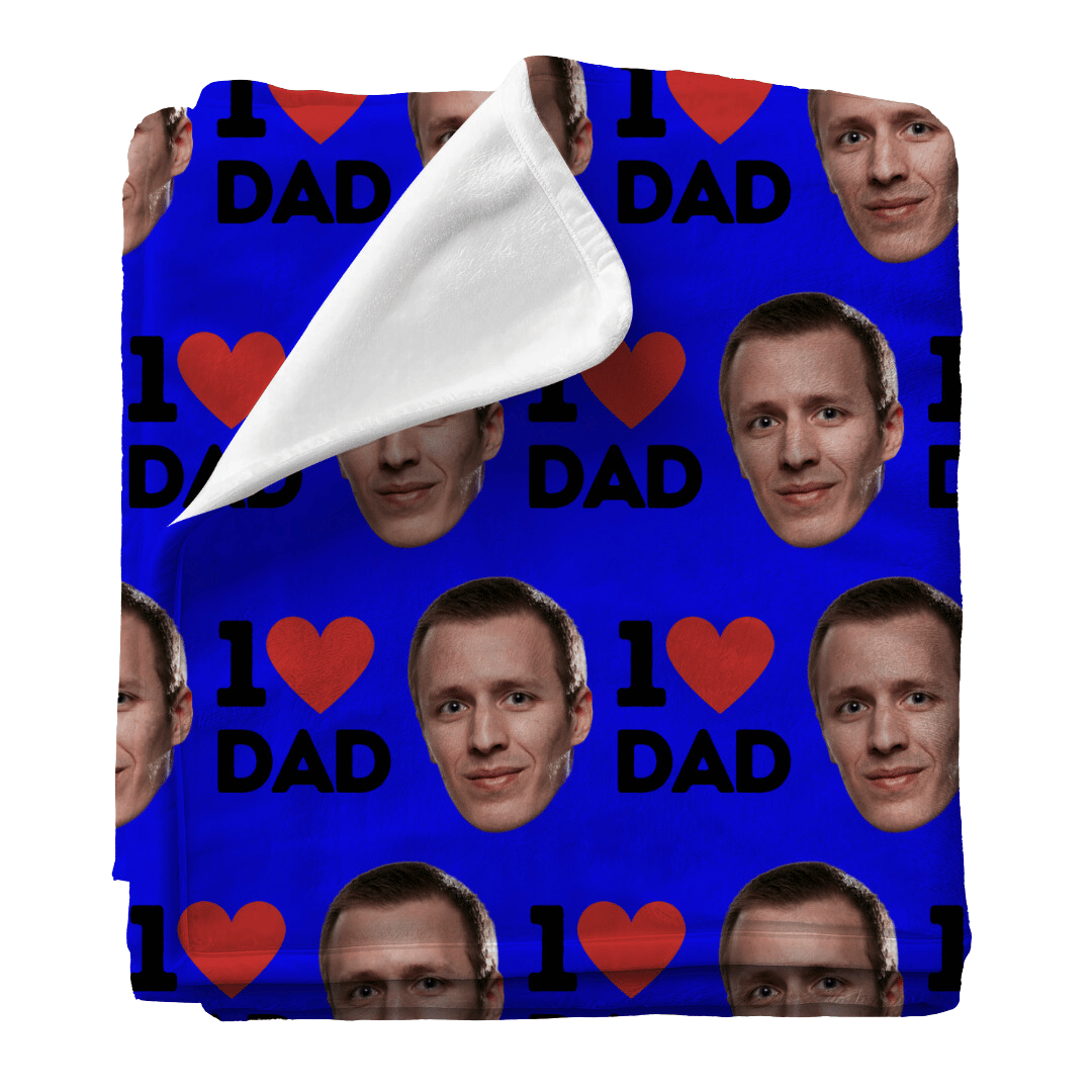 I LOVE DAD | Custom Personalized Face Photo Blanket for Youth, Men, and Women | Unique Gift for Teens, Friends, Women, Siblings, Boyfriends, Everyone