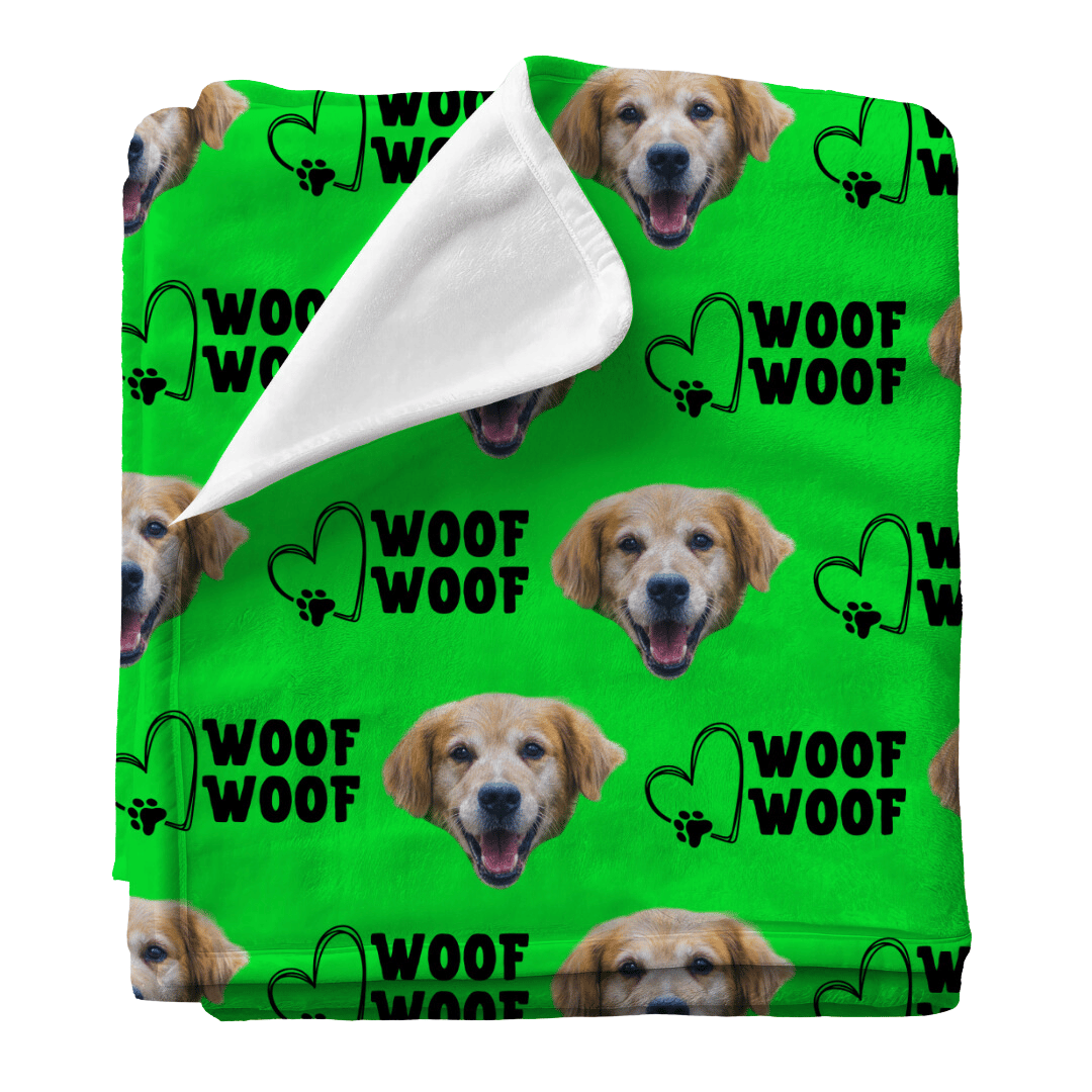 WOOF WOOF | Custom Personalized Face Photo Blanket for Youth, Men, and Women | Unique Gift for Teens, Friends, Women, Siblings, Boyfriends, Everyone