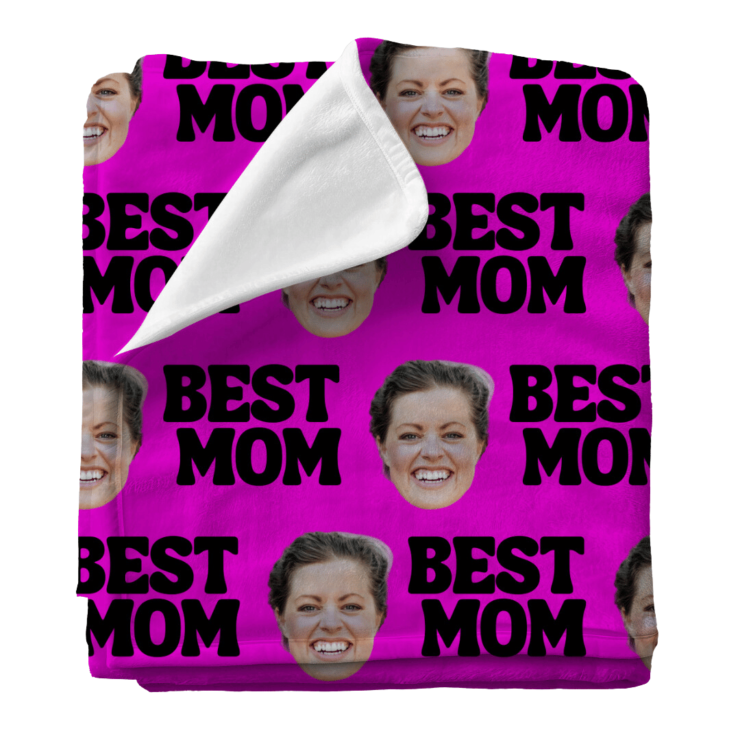 BEST MOM | Custom Personalized Face Photo Blanket for Youth, Men, and Women | Unique Gift for Teens, Friends, Women, Siblings, Boyfriends, Everyone