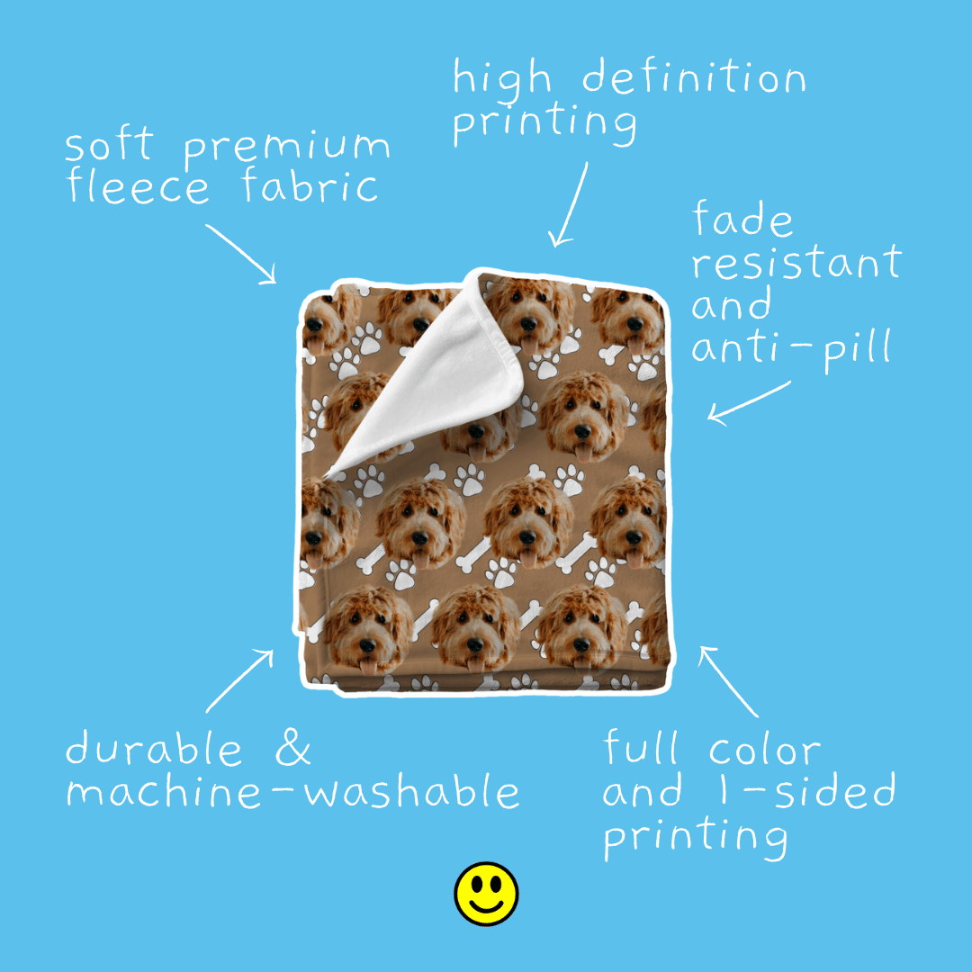 Bone and Paw | Custom Personalized Face Photo Blanket for Youth, Men, and Women | Unique Gift for Teens, Friends, Women, Siblings, Boyfriends, Everyone