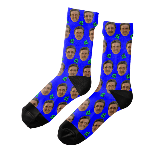 #1 DAD | Custom Personalized Face Photo Socks for Youth, Men, and Women | Unique Gift for Dad, Teens, Friends, Siblings, Boyfriends, Everyone