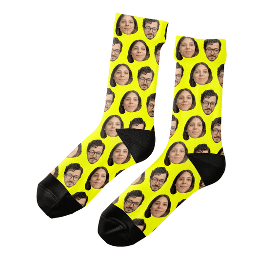 Pattern Two Photos | Custom Personalized Face Photo Socks for Youth, Men, and Women | Unique Gift for Teens, Friends, Women, Siblings, Boyfriends, Everyone