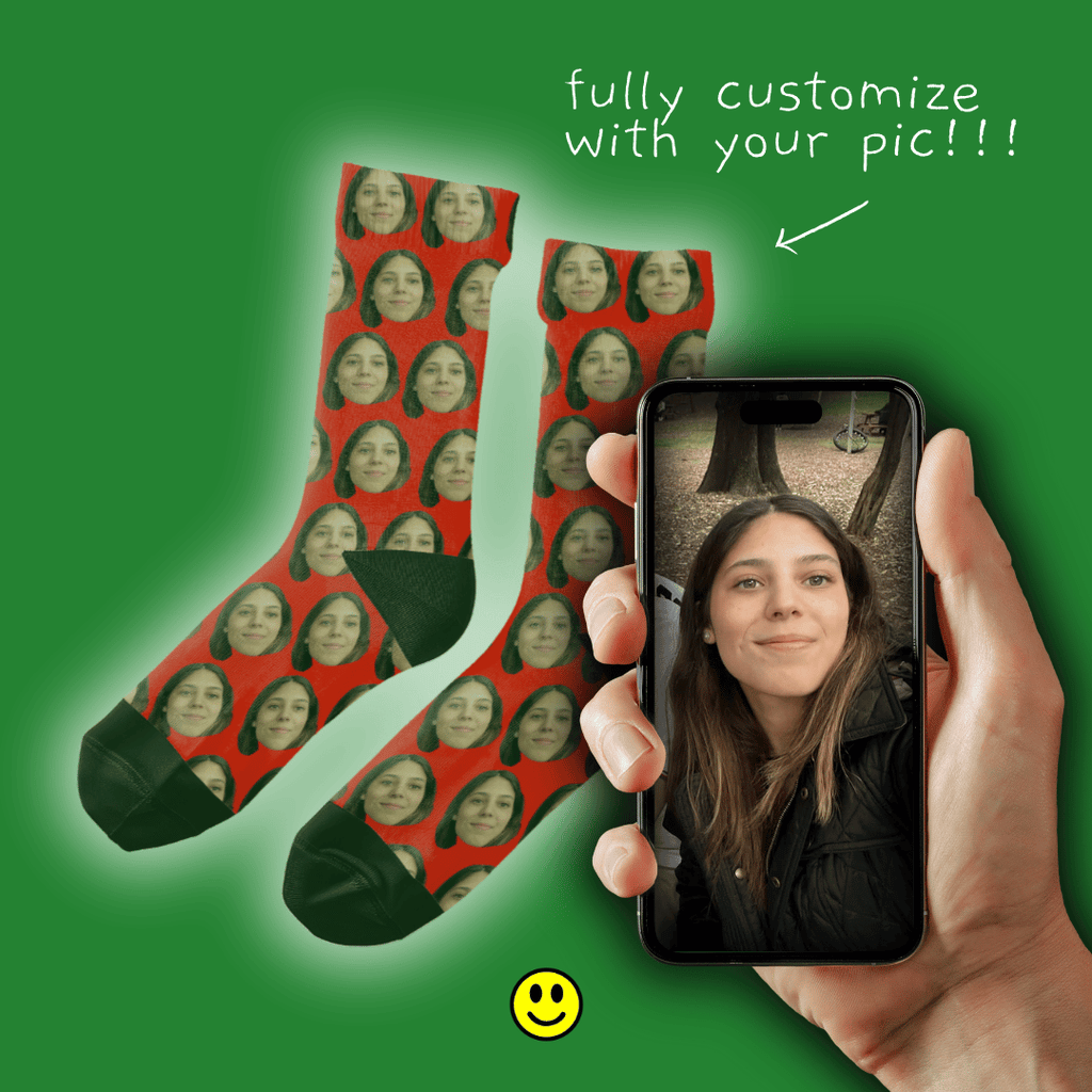 Pattern One Photo | Custom Personalized Face Photo Socks for Youth, Men, and Women | Unique Gift for Teens, Friends, Women, Siblings, Boyfriends, Everyone
