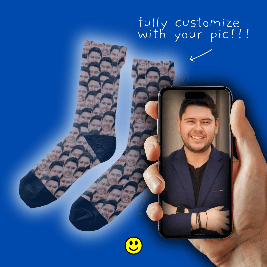 Face Mash Photo | Custom Personalized Face Photo Socks for Youth, Men, and Women | Unique Gift for Teens, Friends, Women, Siblings, Boyfriends, Everyone