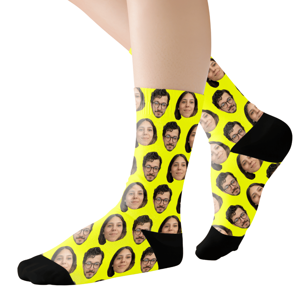 Pattern Two Photos | Custom Personalized Face Photo Socks for Youth, Men, and Women | Unique Gift for Teens, Friends, Women, Siblings, Boyfriends, Everyone