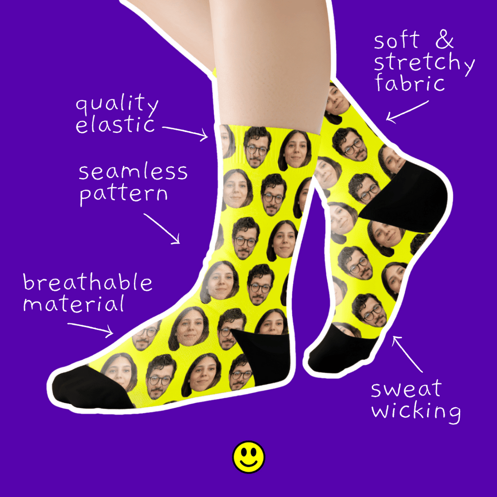 Pattern Two Photos | Custom Personalized Face Photo Socks for Youth, Men, and Women | Unique Gift for Teens, Friends, Women, Siblings, Boyfriends, Everyone